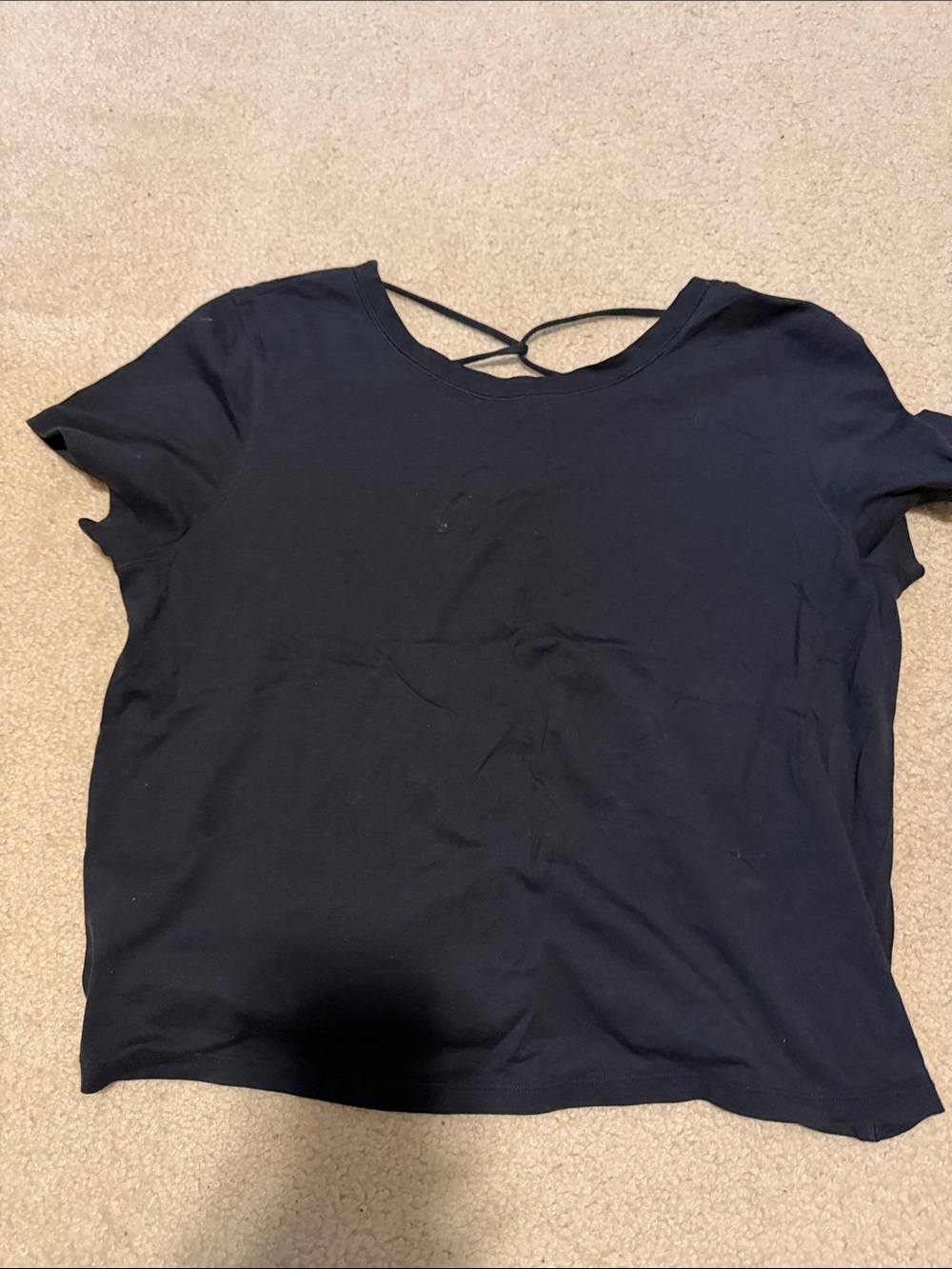 lululemon athletica Black Short Sleeve Crop Top with Crisscross Back